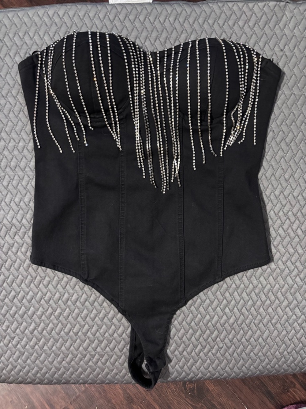 Strapless Rhinestone Fringe Bustier Bodysuit - Picture 3 of 3